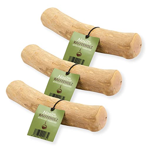 Nosli Kauholz Kaffeeholz für Hunde • Holzknochen für Hund • Hundespielzeug • Zahnpflege • Ohne Koffein • Größe: L 3er Pack