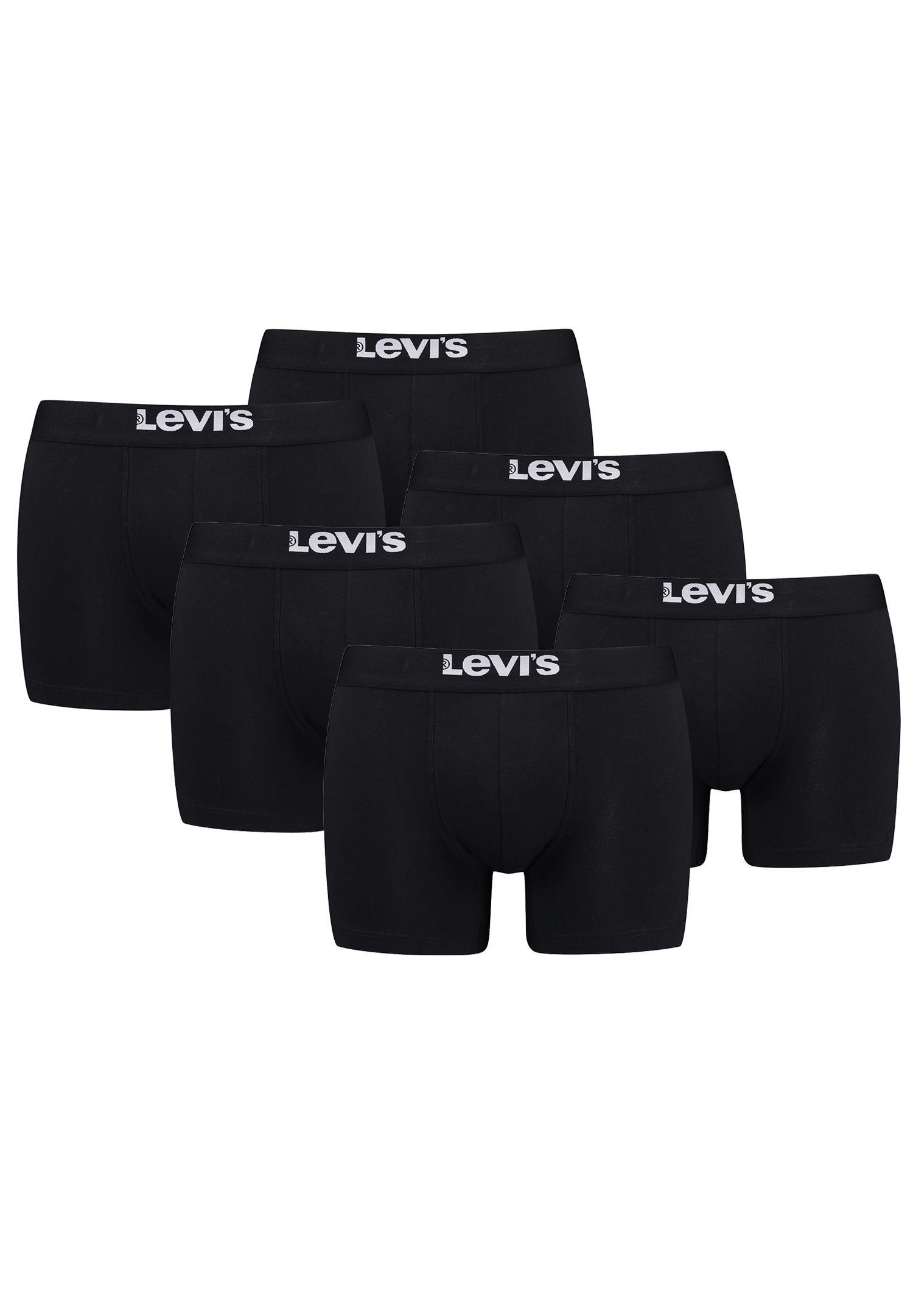 Levi&#039;s Solid Herren Boxershorts Unterwäsche aus Bio-Baumwolle im 6er Pack