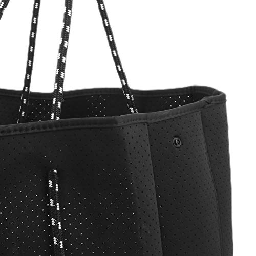Sxhlseller Outdoor Neopren Perforierte Tasche Mama Handriemen Shopping Beach Tote Bag Taschen Für Frauen(Black)