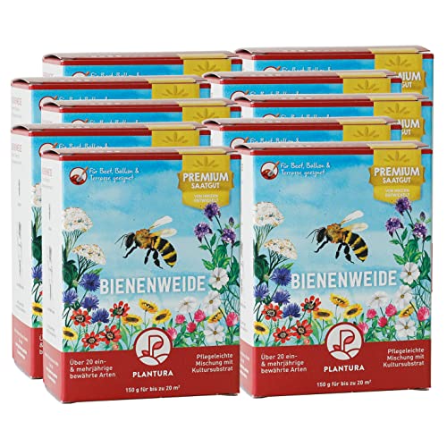 Plantura Bienenweide, 10er-Set, 1.5 kg, ein- & mehrjährige Bienensamen - auch für Hummeln, Premium-Saatgut für Beet & Topf