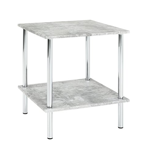 Haku-Möbel 15666 Beistelltisch, Chrom-betonoptik, 39 x 39 x 45 cm