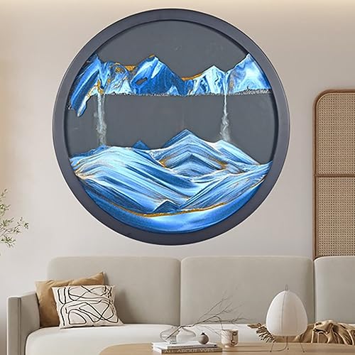 Bewegtes Sandbild 3D, Sandbilder Zum Drehen, Bewegliche Sandkunst Bild,Dynamisch 3D Bewegtes Sandbild Natürliche Landschaft,Rund Glas Tiefsee Sandbild In Bewegung Für Wohnzimmer Schlafzimmer ( Color :