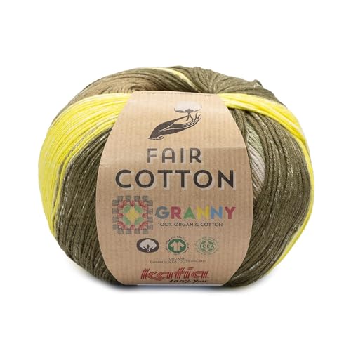 Katia Fair Cotton Granny 150g | Farbverlauf zum Granny Squares häkeln | GOTS Baumwollgarn | Bio Baumwolle zum Stricken (308)