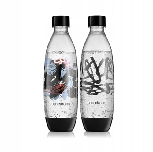 SodaStream Flasche Fuse Bürste Design 2 x 1L | Spülmaschinengeeignet, Ersatzflaschen, Wassersprudler mit PET-Flaschen