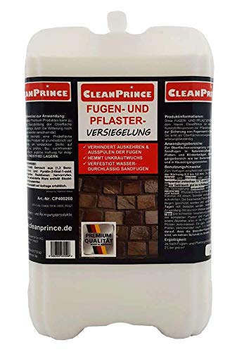 CleanPrince Fugen- und Pflasterversiegelung 5 Liter Fugenfestiger Sandfugen Splitt versiegeln Fugenversiegelung Fugen-Festiger Verfestiger Versiegler Versiegelung Fugenversiegelung