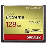 SanDisk Extreme CompactFlash Speicherkarte 128 GB (Für DSLR-Kameras, UDMA7, Schreiben mit 85 MB/s, Übertragen mit 120 MB/s, VPG-20 für Full-HD-Video)