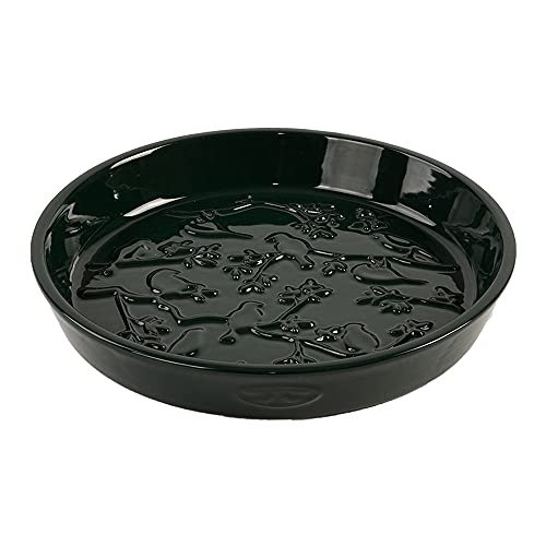 Rivanto® Vogeltränke Keramik Relief, Vogelbad, in schwarz, L 27,9 x B 27,9 x H 4,5 cm