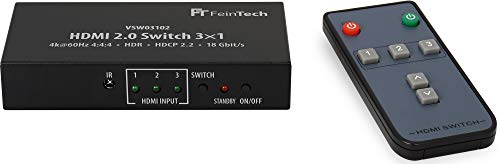 FeinTech VSW03102 HDMI Switch 3x1 Automatische Umschaltung 4K 60Hz HDR CEC Ultra-HD