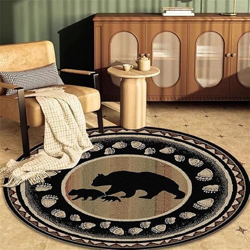 runder Teppich großer Teppich rutschfest waschbar für Wohnzimmer Schlafzimmer weicher Flor Vintage traditioneller orientalischer Kreisteppich
