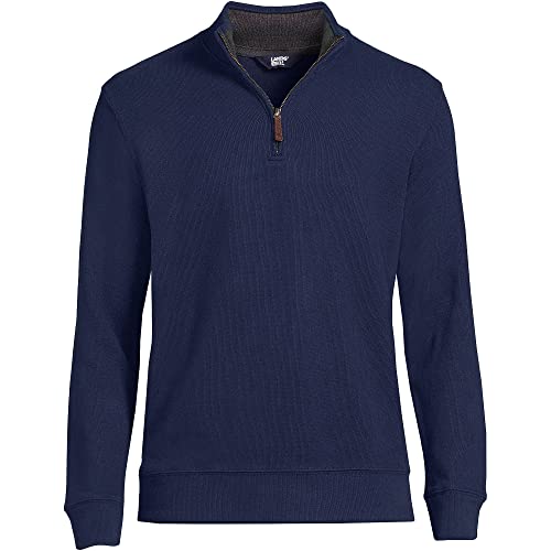 Lands' End Herren Pullover mit halbem Reißverschluss - Blau - Groß