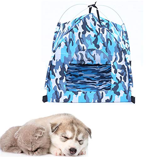 hundezelt Indoor Hunde Zelt Hundehütte Hundebett mit Sonnenschirm Hundezeltbett Hund Sonnenschirm Hundebett im Freien Wasserdichtes Hundezelt Blue