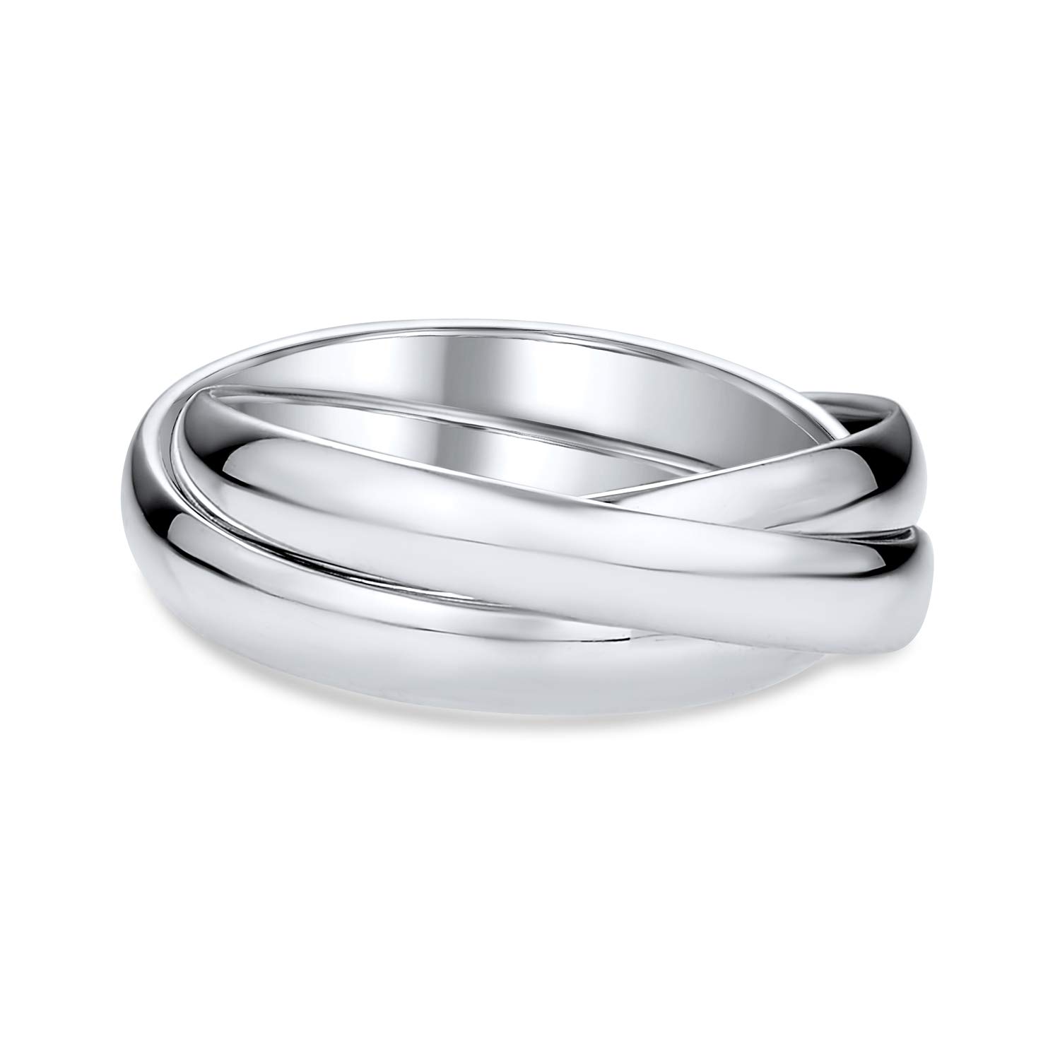 Unisex Einfache Kuppel Russische Paare Poliert Drei Rolling Triple Hochzeitsband Ring Für Frauen Männer .925 Sterling Silber