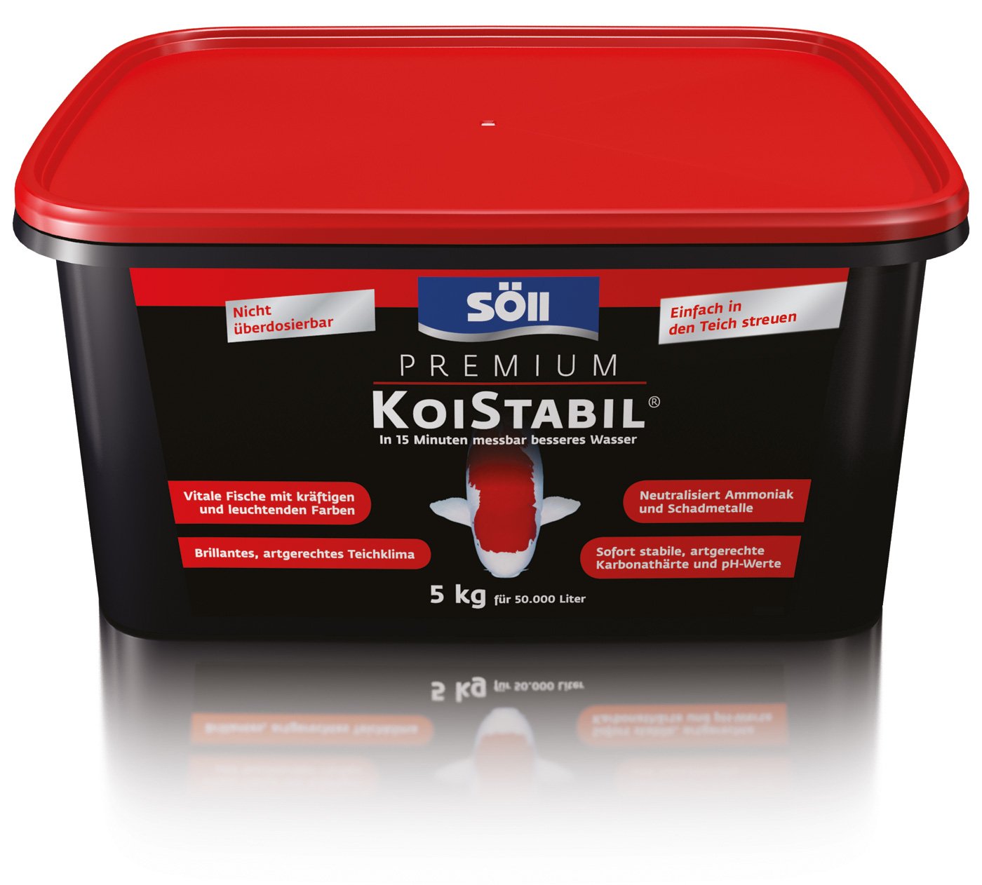 Söll 81892 Premium KoiStabil, 5 kg - effektiver Teichstabilisator / koigerechter Wasseraufbereiter / reguliert pH-Wert und KH-Wert für messbar besseres Teichwasser im Gartenteich Fischteich Koiteich