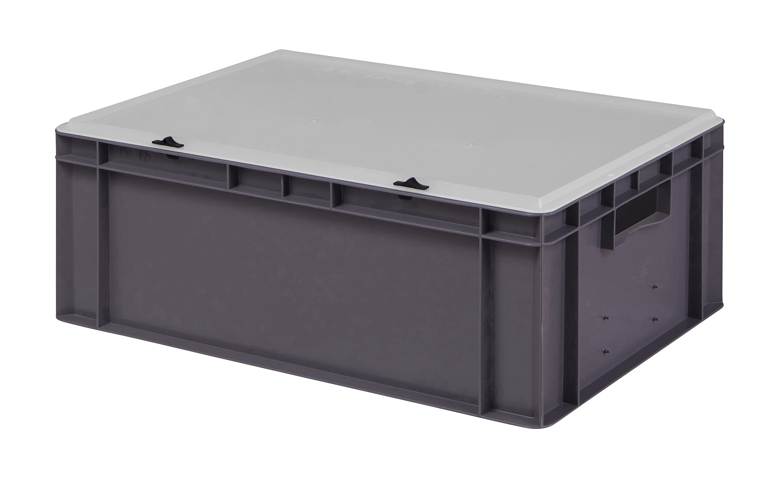 1a-TopStore Design Eurobox Stapelbox Lagerbehälter Kunststoffbox in 5 Farben und 16 Größen mit transparentem Deckel (matt) (grau, 60x40x22 cm)