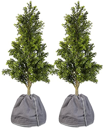 Royal Gardineer Pflanzenschutzbeutel: 2er Set Thermo-Topfschutz für Pflanzen,40x40cm,mit Drainage,anthrazit (Kübelschutz)