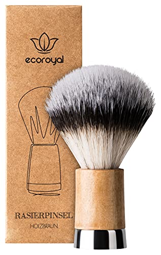 Ecoroyal Rasierpinsel I Dachshaar Imitat I Shaving Brush für Herren und Damen I Rasierpinsel Vegan (Holzbraun)