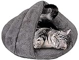 Katzenbett Kuschelhaus für Haustiere Warme Katzenhöhle Katze Schlafsack Kuschelhöhle für Katzen und Hunde (L, Grau)