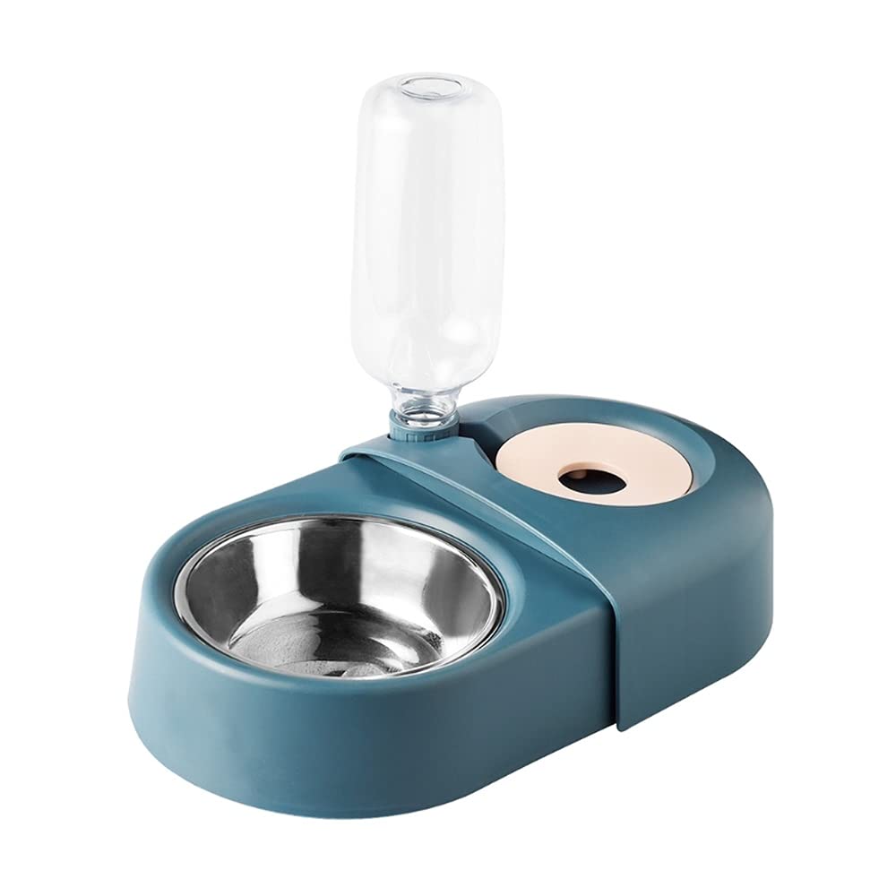 XIGAWAY Futternapf, Doppelnapf, automatischer Wasserspender, Futterspender für Hunde und Katzen (blau)