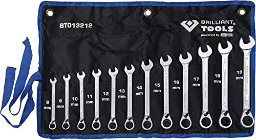 BRILLIANT TOOLS BT013212 Ratschenringschlüssel-Satz, 12-TLG. umschaltbar, 8-19 mm [Powered by KS Tools]