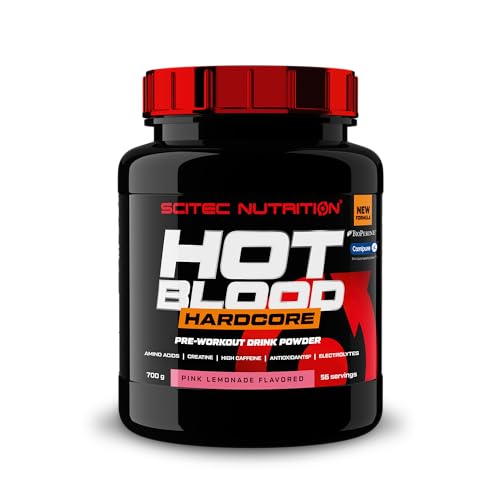 Scitec Nutrition Hot Blood Hardcore, Getränkepulver vor dem Training mit Aminosäuren und Kreatin, 700 g, Pink Limonade