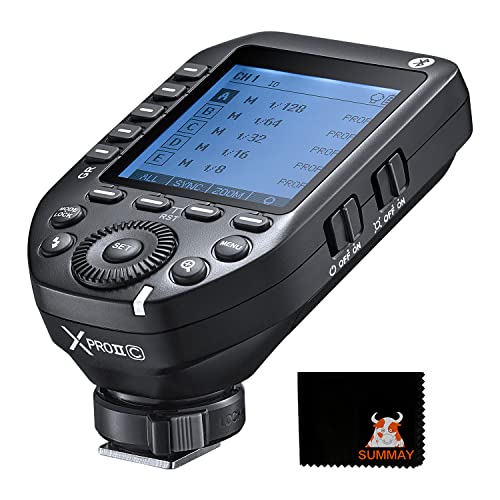 Godox XProII-C TTL Wireless Flash Trigger 1/8000s HSS, TCM Instantaneous Switching, APP Control, 16 Gruppen 32 Kanäle, Großes LCD-Display, Stabiles Signal, Reaktionsschnell, Geeignet für Canon-Kameras