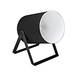 EGLO Tischlampe Villabate 1, 1 flammige Tischleuchte Vintage, Nachttischlampe aus Stahl und Textil, Wohnzimmerlampe in Schwarz, Weiß, Lampe mit Schalter, E27 Fassung