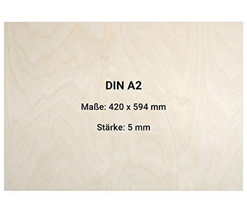 5mm Multiplexplatten Sperrholz Platte DIN A1 A2 A3 A4 A5 Zuschnitt Holz unbehandelt DIN A2 (594mm x 420mm) 3 Stück