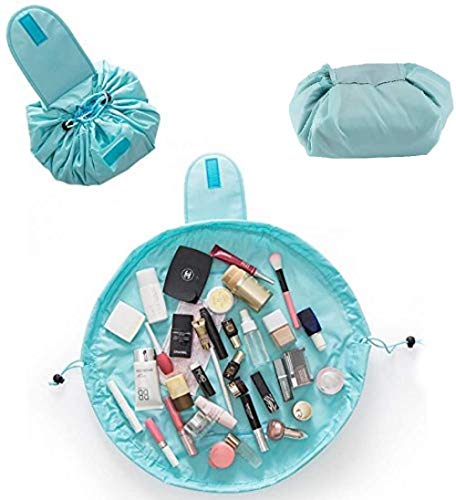 Reise Kosmetiktasche Kordelzug Große Kapazität Faltbare Tragbare Multifunktions-Make-up-Tasche Aufbewahrungsorganisator Für Frauen Mädchen Himmelblau