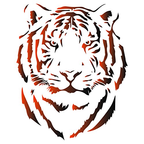 Tiger Head Schablone – 34 x 42 cm (L) – Wiederverwendbare afrikanische große Katze, Tiere, Tiere, zum Malen