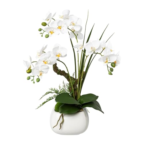Gasper künstliche Orchidee REAL Touch H. 46cm weiß in weißem Keramiktopf