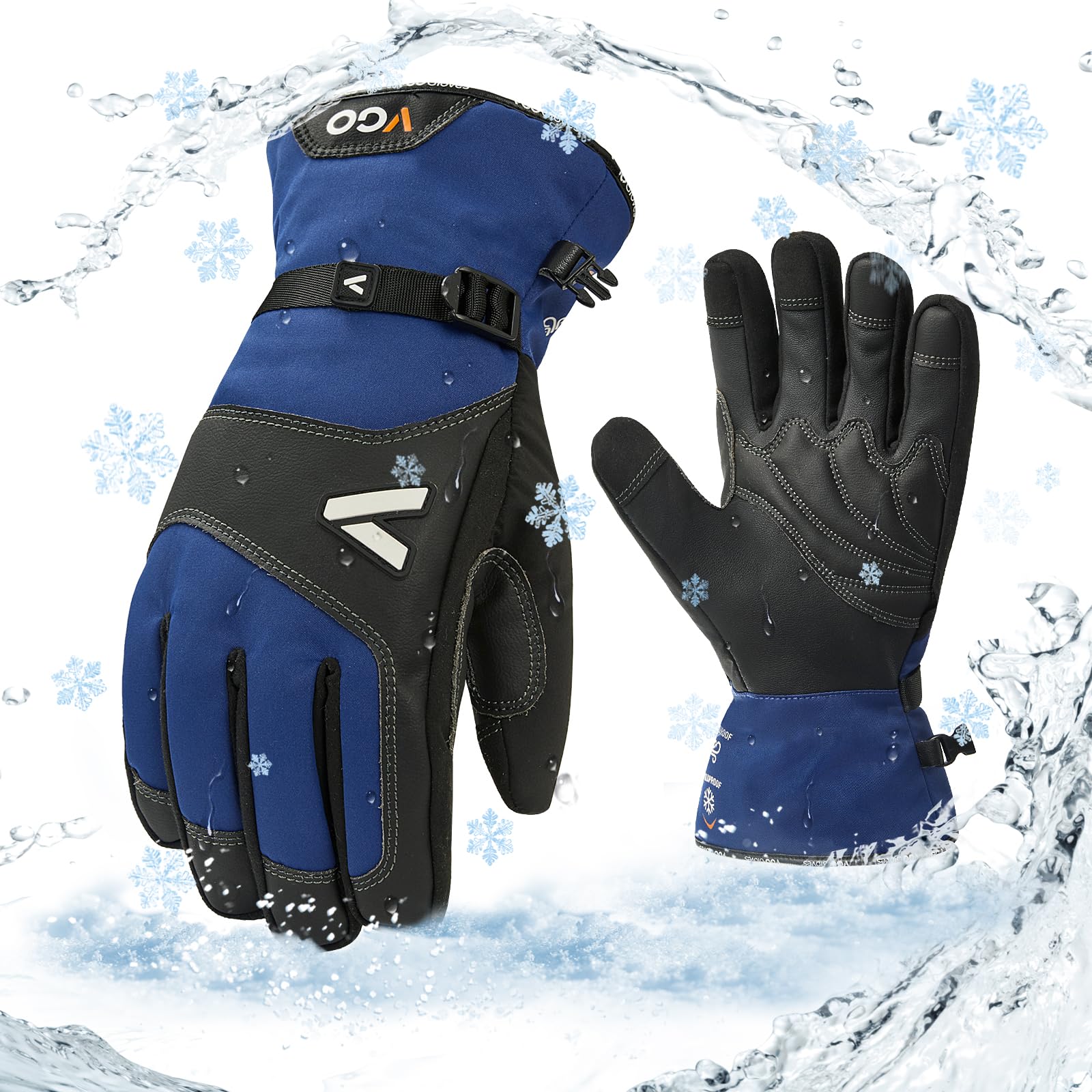 Vgo... 1 Paar Winterarbeitshandschuhe Arbeitshandschuhe aus Rindsleder, wasserdichte isolierte Handschuhe -20℃/-4°F(GA7760FLWP)