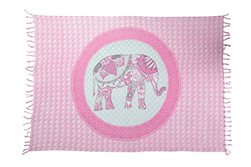 Ciffre Sarong Pareo Wickelrock Strandtuch Tuch Schal Wickelkleid Strandkleid Ibiza Muster Elefant Pink + Schnalle