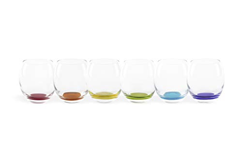 Excelsa Granada Set mit 6 Gläsern, Glas, transparent mit farbigem Boden
