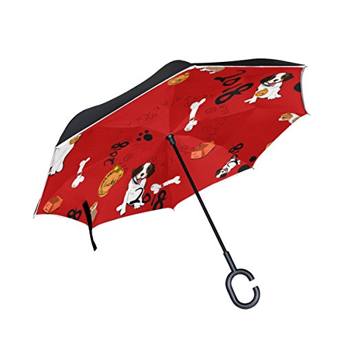 Gro?e isaoa mit umgekehrten Regenschirm windfest Double Layer,umgekehrt Faltbarer Regenschirm f¨¹r Auto Regen,Au?enbereich,c-Shaped Regenschirm,Schwarz,Katze und K¨¹rbis Regenschirm L Multicolour 6