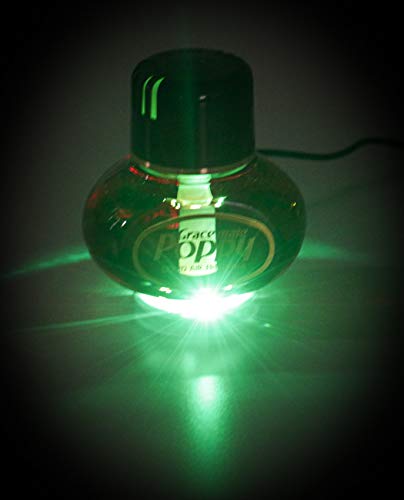 Lufterfrischer Original Grace Mate Poppy, LED-Beleuchtung 5 Volt USB-Stecker, 5 LEDs 7 Farben Farbwechsel, Duft Inhalt 150 ml, für LKW, PKW (Hibiskus)