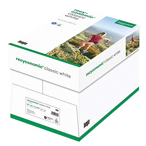 Inapa 88031811 Recycling-Druckerpapier Recyconomic ClassicWhite, 80g, A4, 5x500 Blatt, CIE-Weiße: 55 (recycling-grau)