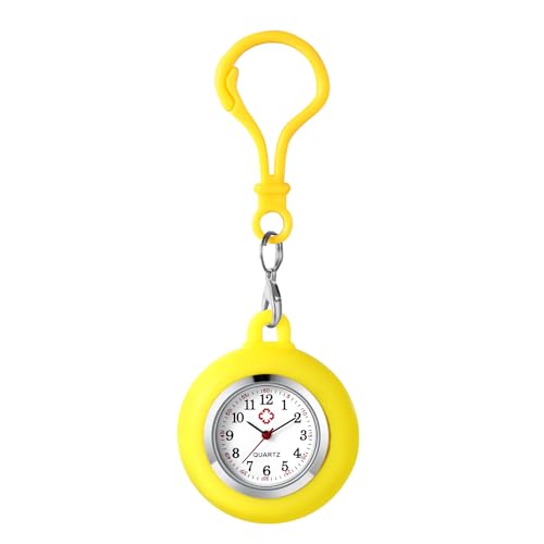 Lancardo Clip auf Silikon Taschenuhr Rucksack Schnalle Uhr für Männer Frauen Krankenschwester Arzt Kletterer draußen Aktivitäten, gelb, Casual