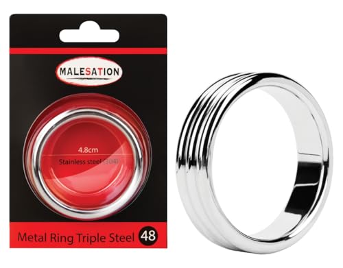 Malesation Metal Ring "Triple" 4.8 cm aus Edelstahl, 1er Pack
