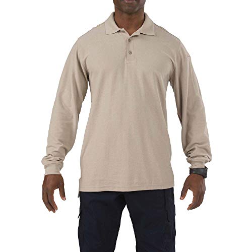5.11 Herren Langarm Utility, Herren, Henley-Hemd, Men's Utility Long Sleeve Polo Shirt, Silberbraun, X-Large