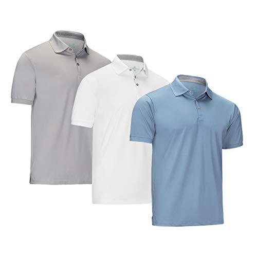 Mio Marino Golf-Polo-Shirts für Herren – Dry Fit – ultraleichter Stoff – 3er-Pack - - Groß