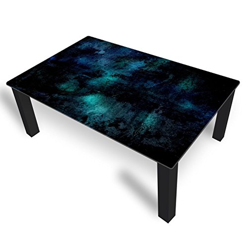 DEKOGLAS Couchtisch 'Abstraktion Schwarz' Glastisch Beistelltisch für Wohnzimmer, Motiv Kaffee-Tisch 120x75 cm in Schwarz oder Weiß