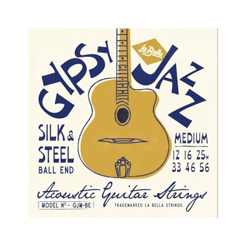 LaBella gjm-be Gypsy Jazz Seide und Stahl akustische Gitarre Saiten, mittel