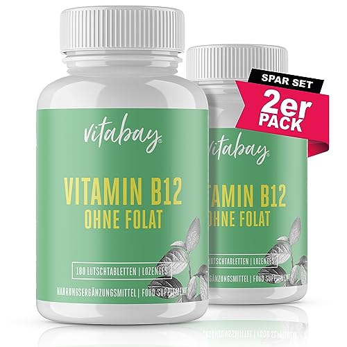 Vitabay Vitamin B12 500 µg Lutschtabletten hochdosiert ohne Folat - 360 vegane Tabletten - Vitamin B12 Vitamin vegan Methylcobalamin Vitamin B12 hochdosiert Tabletten Vitamin B 12 Vitamin Tabletten