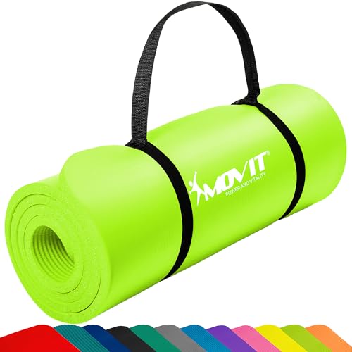 MOVIT Gymnastikmatte, hautfreundlich und phthalatfrei, in 3 Größen und 12 Farben - Auswahl: 183cm x 60cm x 1,0 cm in hellgrün