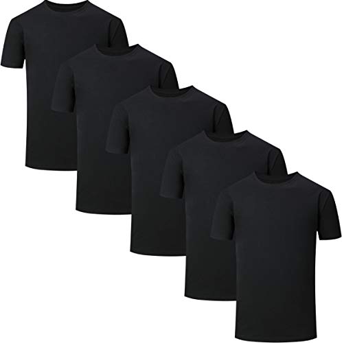 YOSICIL Damen und Herren T-Shirts 5er Pack Unifarben Oder Mehrfarbig Causual Basic Tees Kurzarmshirts Kleine oder Übergröße S-5XL in Farben Weiß Schwarz