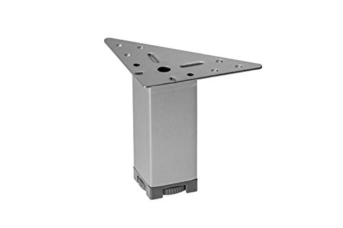 Gedotec Moderner Eck-Möbelfüße MARIE aus Metall | Höhe 100 mm | höhenverstellbarer mit Regulierschraube | Design Schrankfuß verchromt matt | Sockelfüße mit Dreieck-Anschraubplatte | 4 Stück
