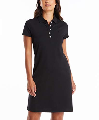 Nautica Damen Easy Classic Short Sleeve Stretch Cotton Polo Dress Lssiges Kleid, True Black, XX-Large