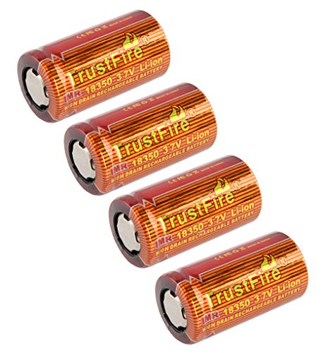 TrustFire IMR 18350 Li-Ion Akku 3,7V | Flat Top | 900mAh | 10A High Drain (4 x Akku)