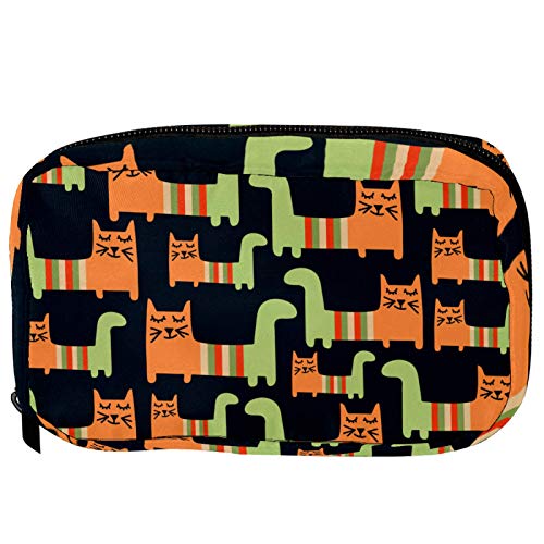 Kosmetiktaschen mit niedlichem Katzen-Muster, praktische Kulturtasche, Reisetasche, Make-up-Tasche für Frauen und Mädchen