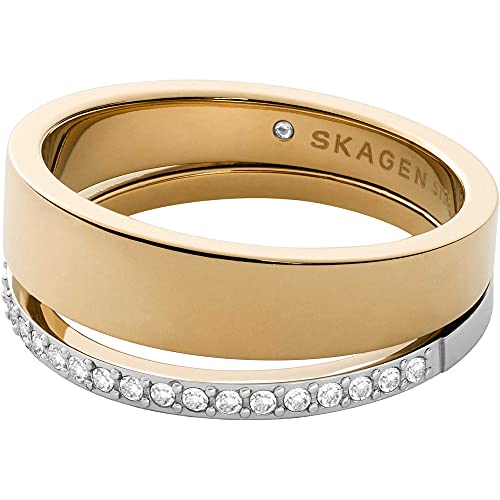 Skagen SKJ1451998503 Damen Ring ELIN Bicolor Gold weiß Zirkonia 15,9 mm Größe 50